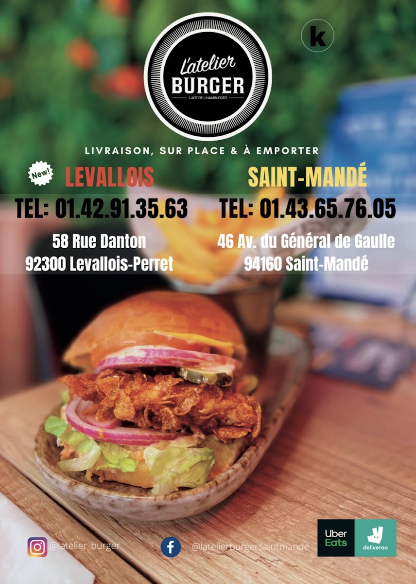 Menu L’Atelier Burger - Levallois-2