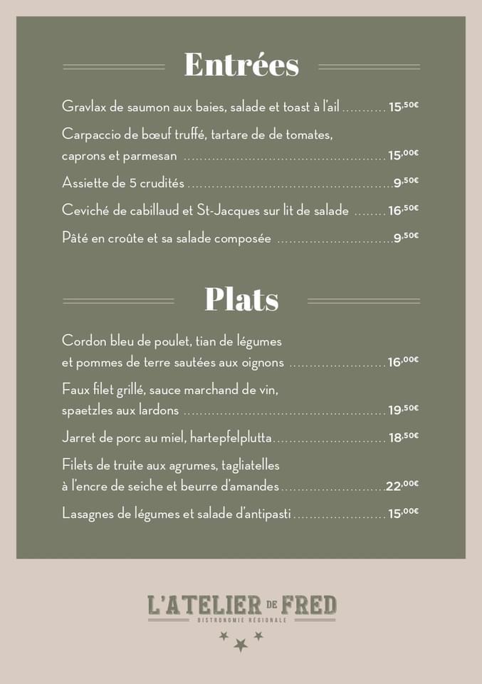 Menu L'atelier De Fred Altkirch-4