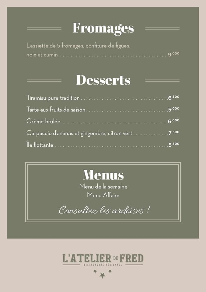 Menu L'atelier De Fred Altkirch-5
