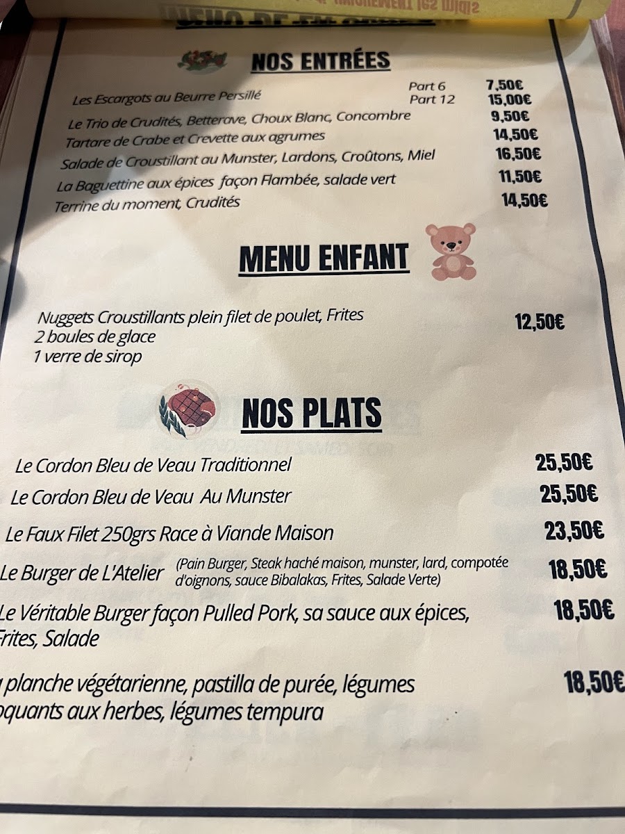 Menu L'atelier De Fred Altkirch-6