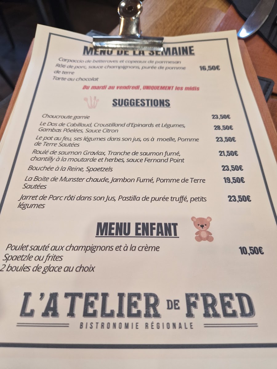 Menu L'atelier De Fred Altkirch-8