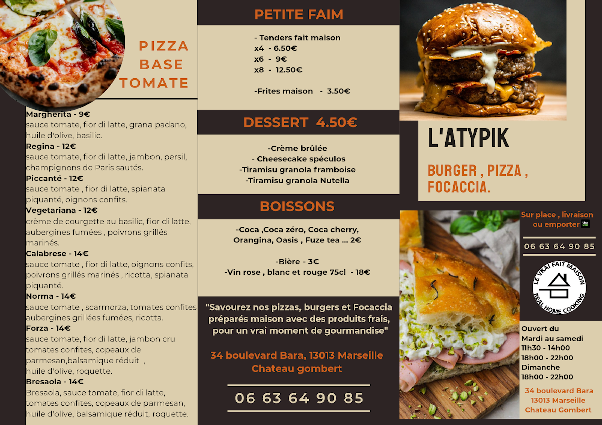 Menu L’Atypik Pizzeria Burger Focaccia À Marseille-2