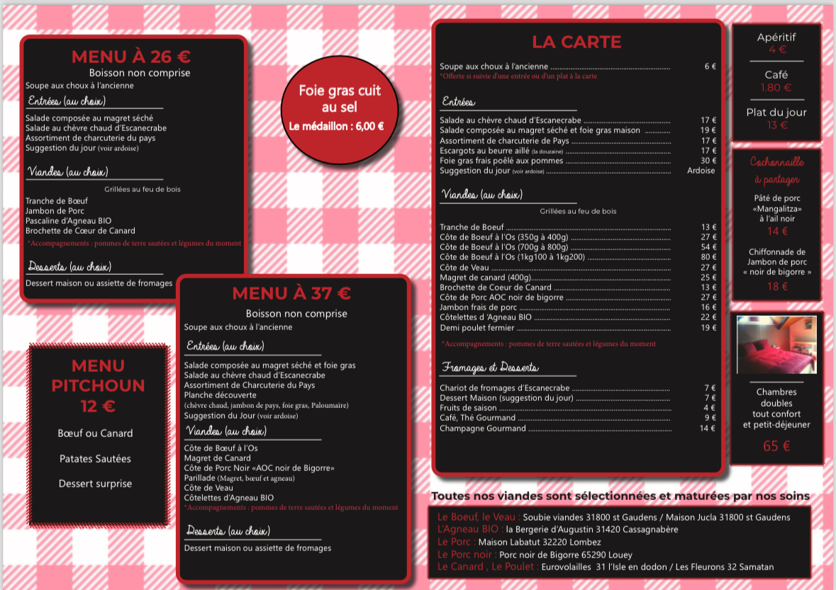 Menu L'auberge Champêtre-1