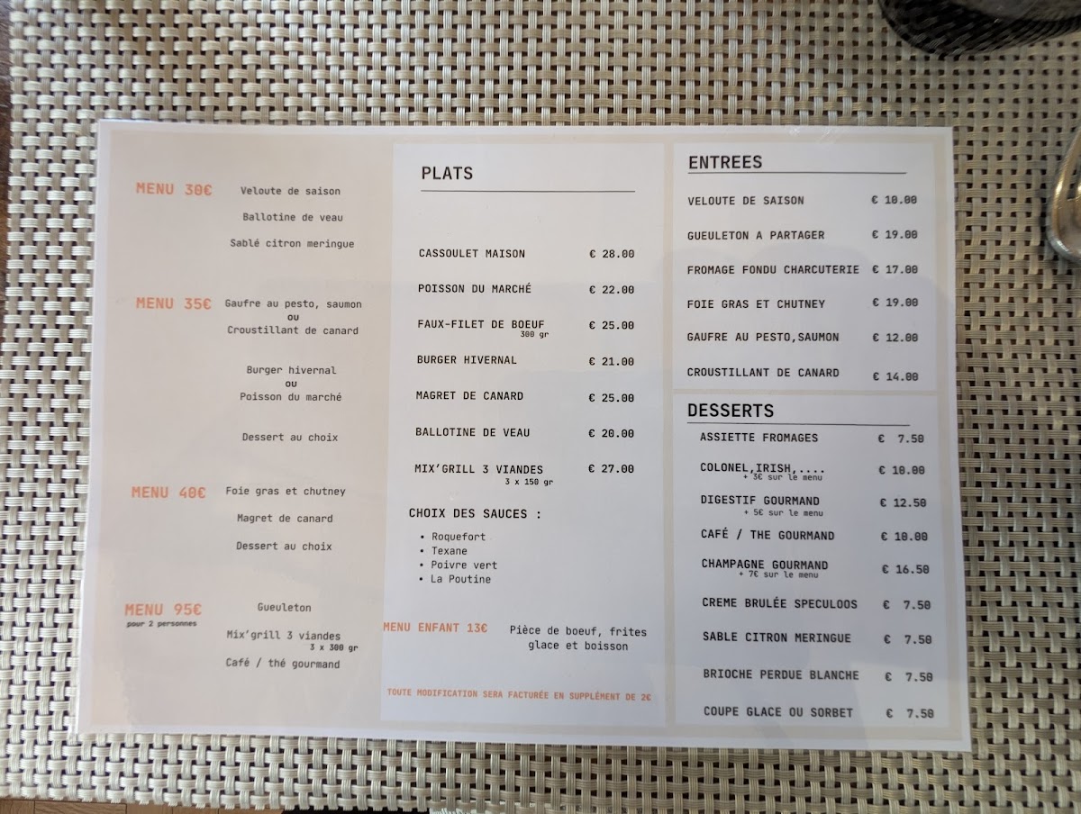 Menu L'auberge De L'hers - Mazères-2