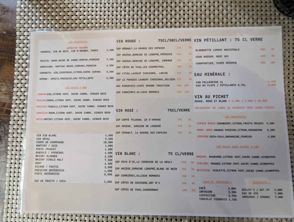 Menu L'auberge De L'hers - Mazères-4