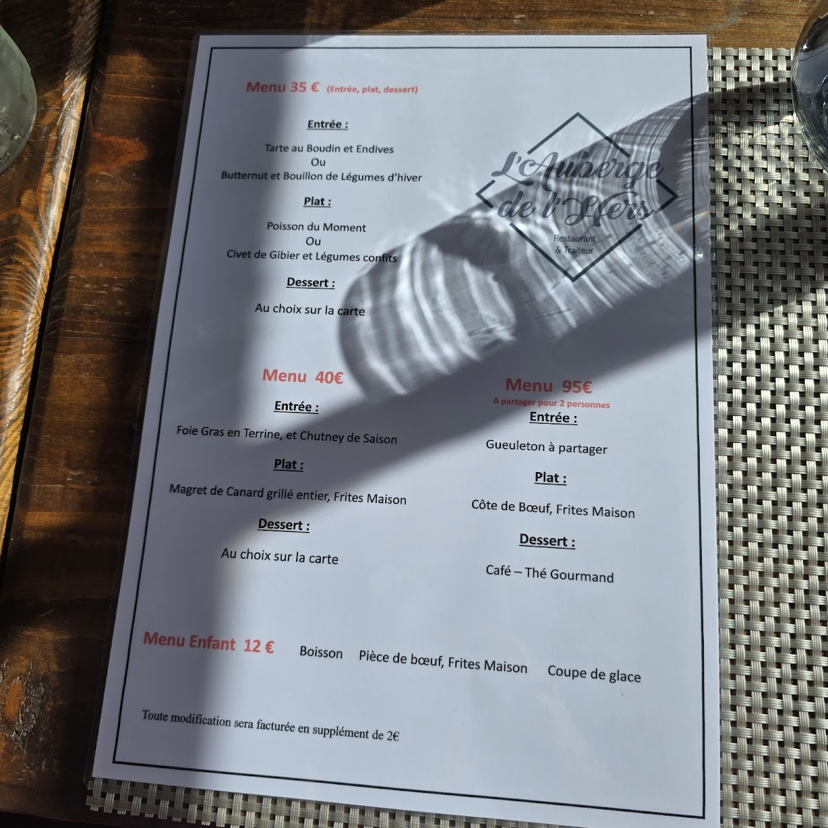 Menu L'auberge De L'hers - Mazères-5