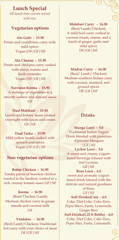 Menu Laxmi's Tandoori Indian Restaurant-4