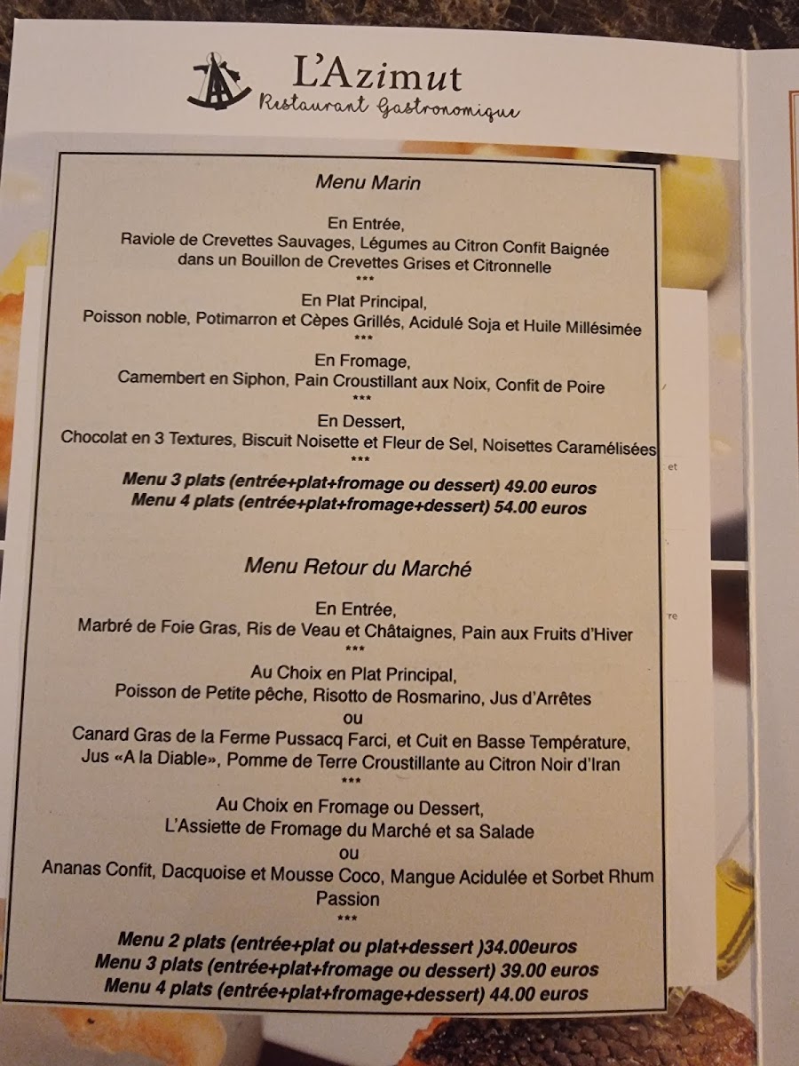 Menu L'azimut La Trinité Sur Mer-2