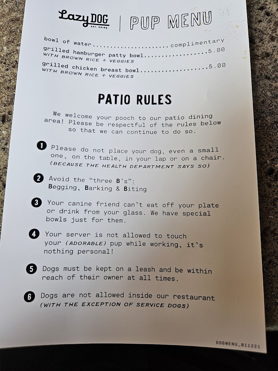 Menu Lazy Dog Restaurant & Bar-7