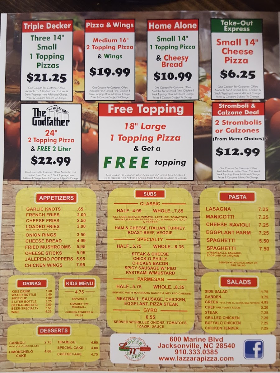 Menu Lazzara's Pizza & Subs-5