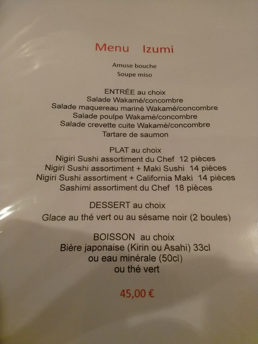 Menu Le Bar À Sushi Izumi-4