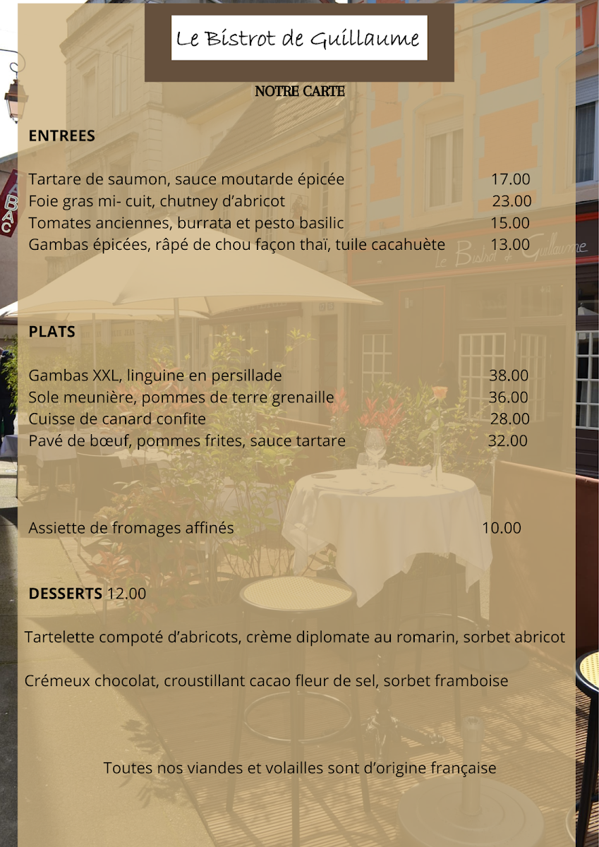 Menu Le Bistrot De Guillaume-1