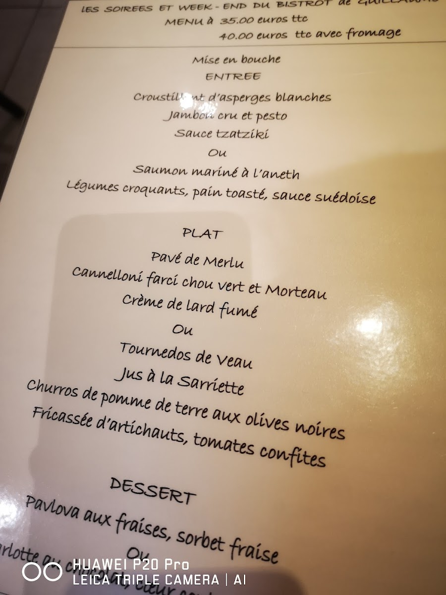 Menu Le Bistrot De Guillaume-5