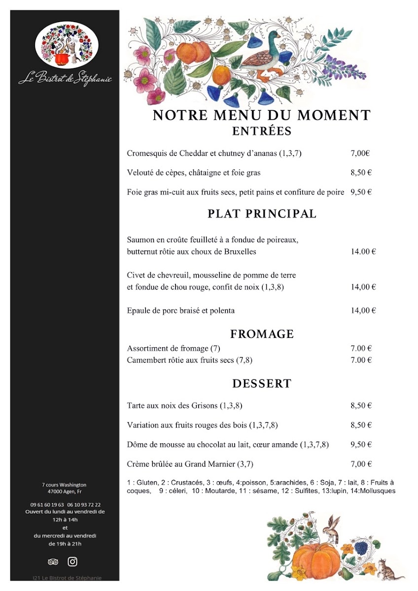 Menu Le Bistrot De Stéphanie, Disciple D'escoffier Agenais-2