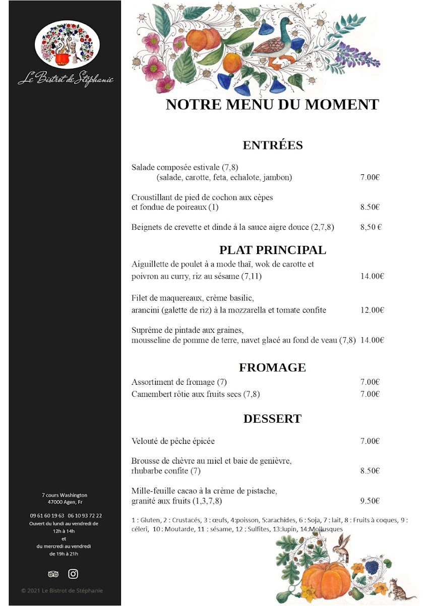 Menu Le Bistrot De Stéphanie, Disciple D'escoffier Agenais-5