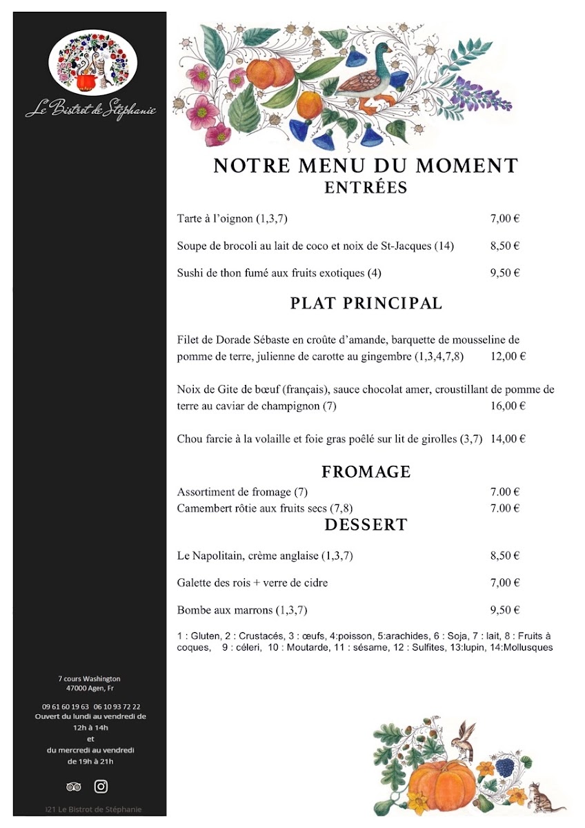 Menu Le Bistrot De Stéphanie, Disciple D'escoffier Agenais-6