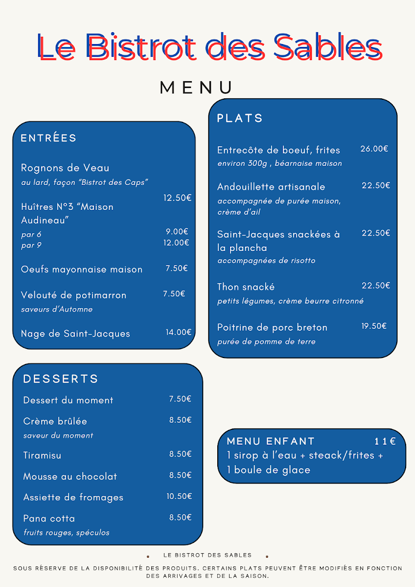 Menu Le Bistrot Des Sables-1