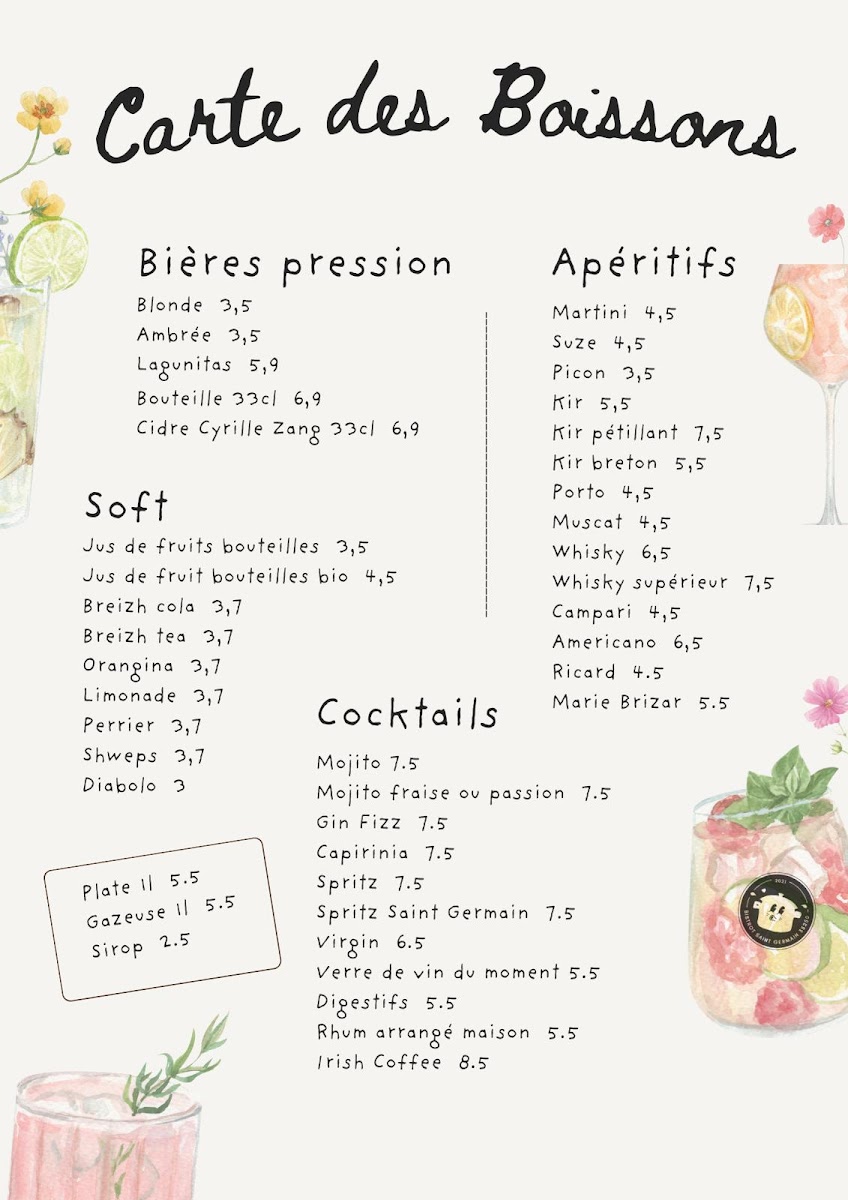 Menu Le Bistrot Saint Germain-1