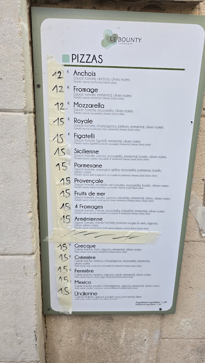 Menu Le Bounty-1