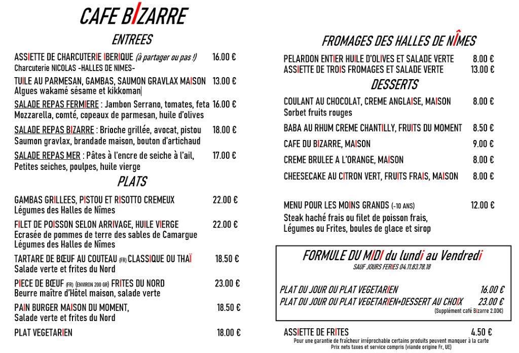 Menu Le Café Bizarre-1