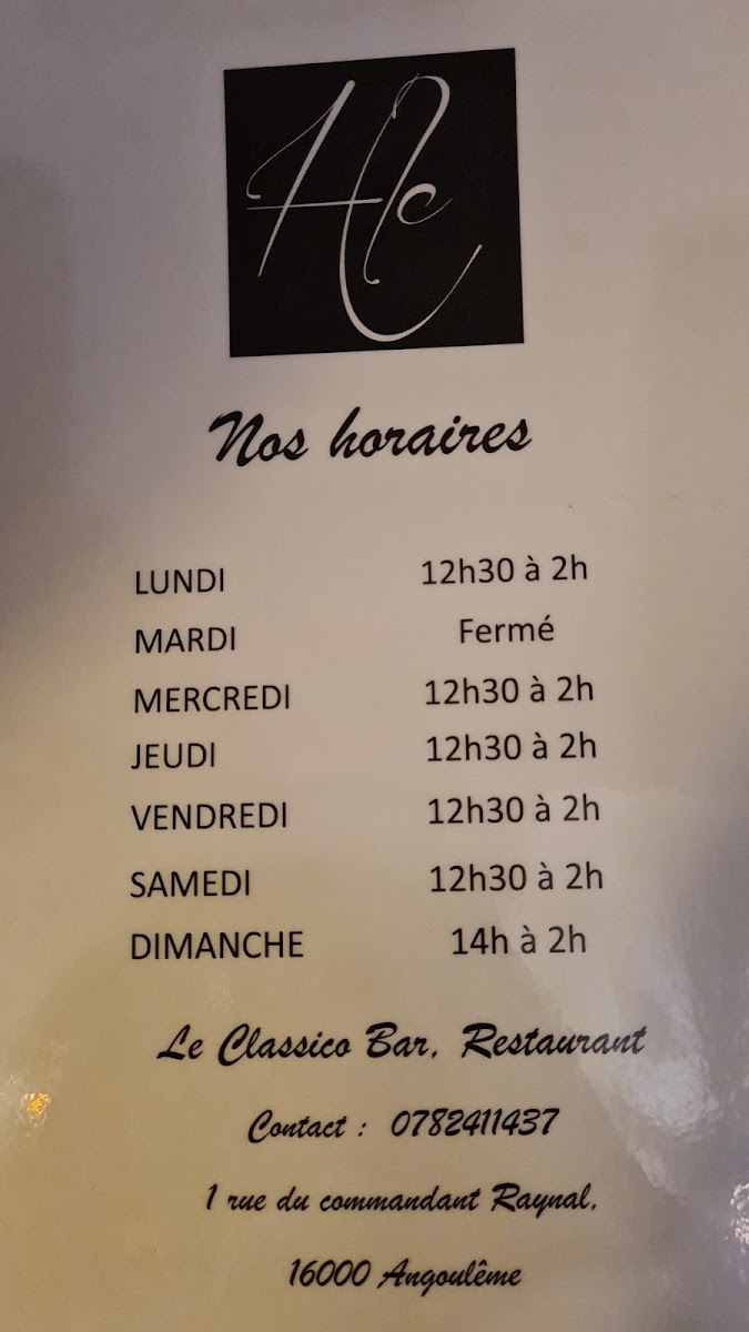 Menu Le Classico Bar Restaurant-1