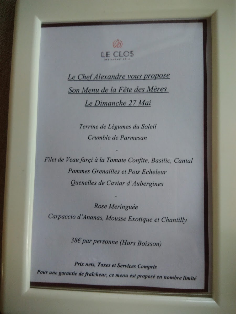 Menu Le Clos - Restaurant Gémenos-1