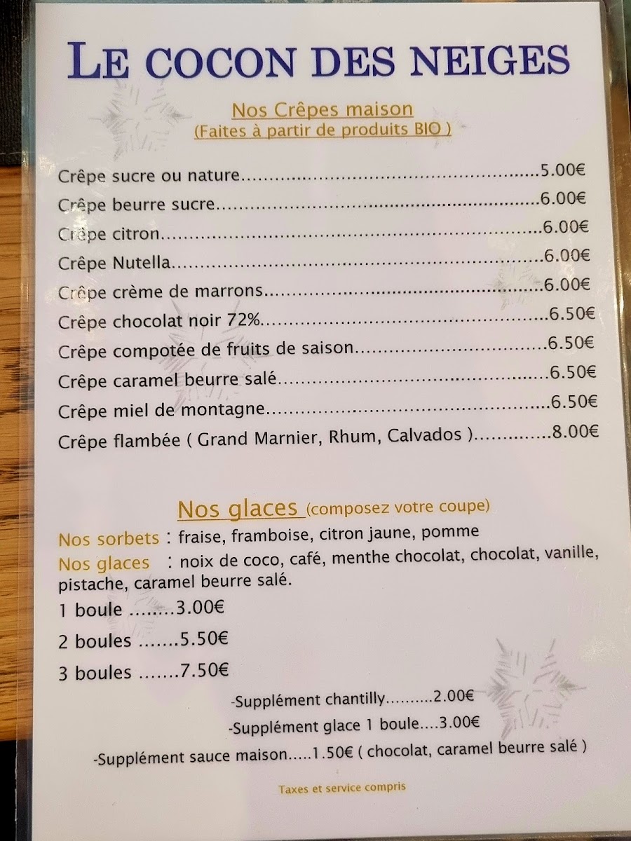 Menu Le Cocon Des Neiges-1