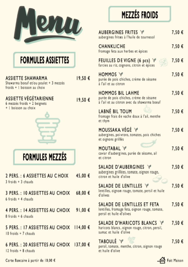 Menu Le Coeur Du Liban-2