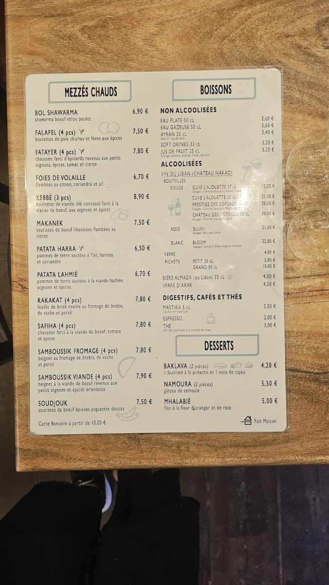 Menu Le Coeur Du Liban-7