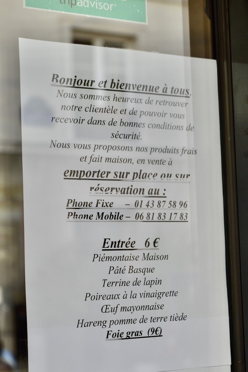 Menu Le Coin Du Rocher - Paris-10