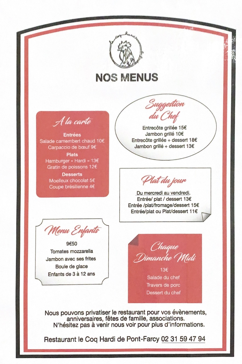 Menu Le Coq Hardi A Pont-Farcy-2