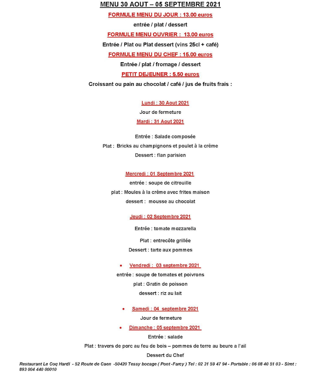 Menu Le Coq Hardi A Pont-Farcy-7