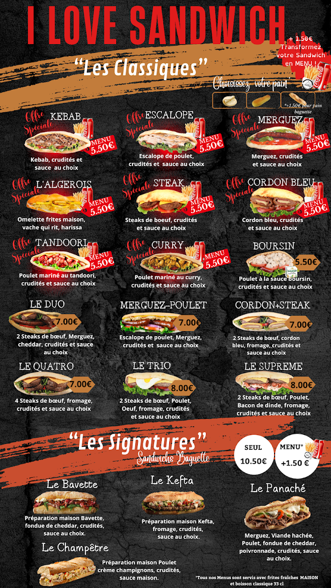 Menu Le Corot (Tacos, Sandwichs, Pizzas, Burger)-1