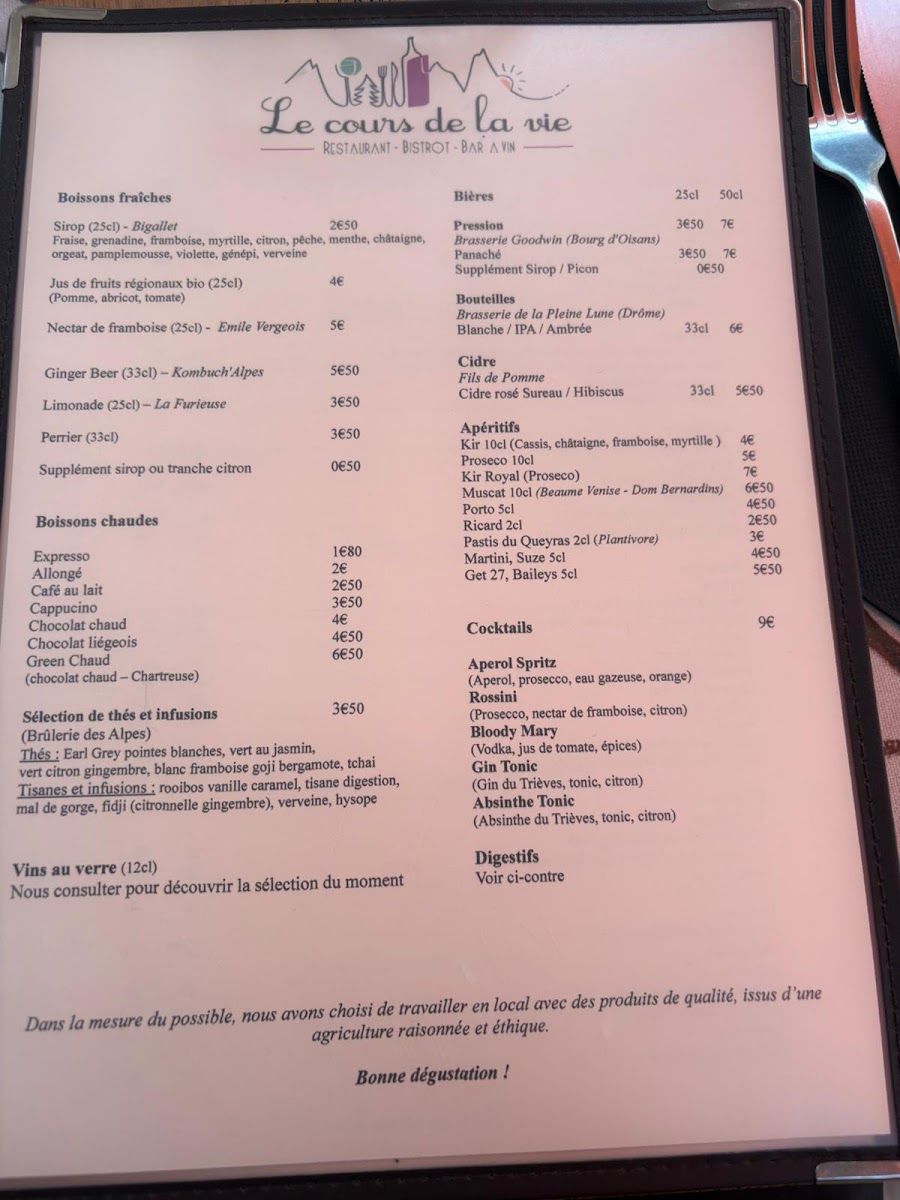 Menu Le Cours De La Vie-3