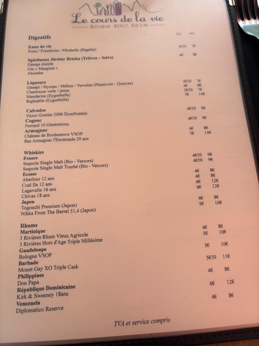 Menu Le Cours De La Vie-5
