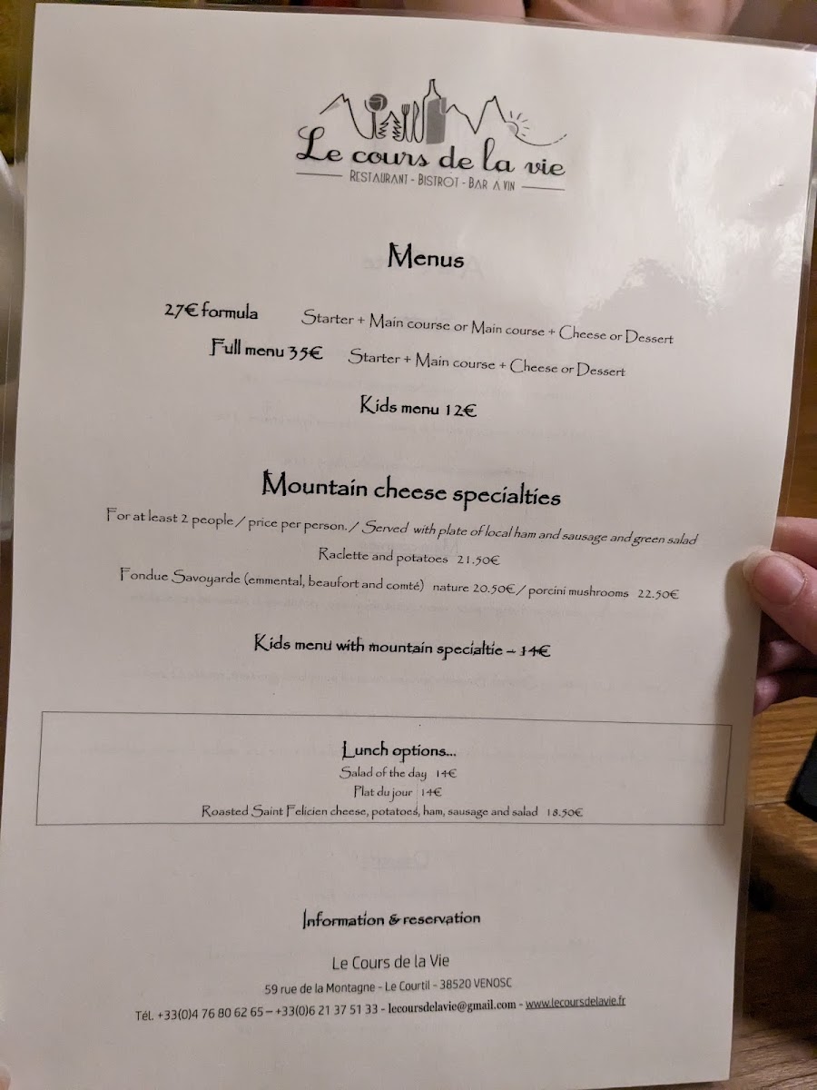 Menu Le Cours De La Vie-8