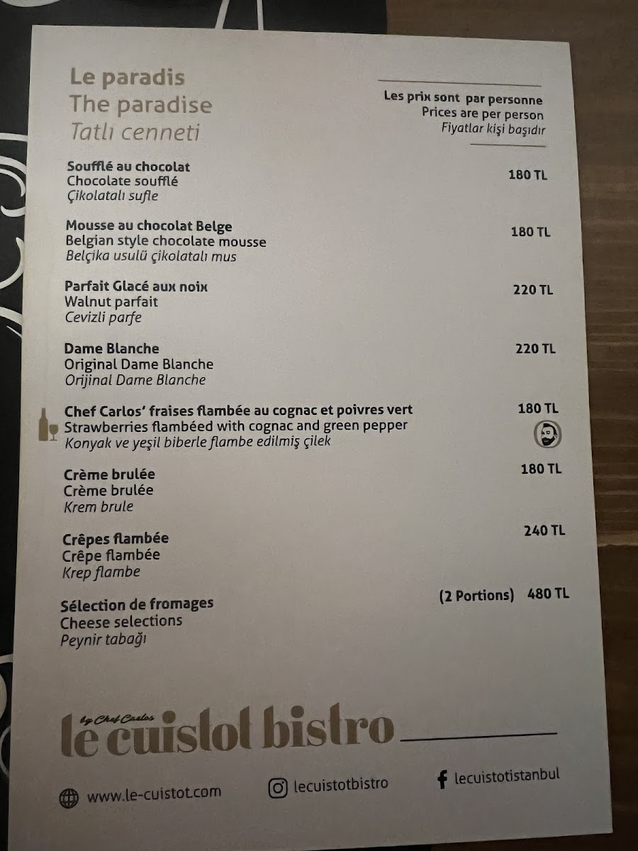 Menu Le Cuistot Bistro By Chef Carlos-7