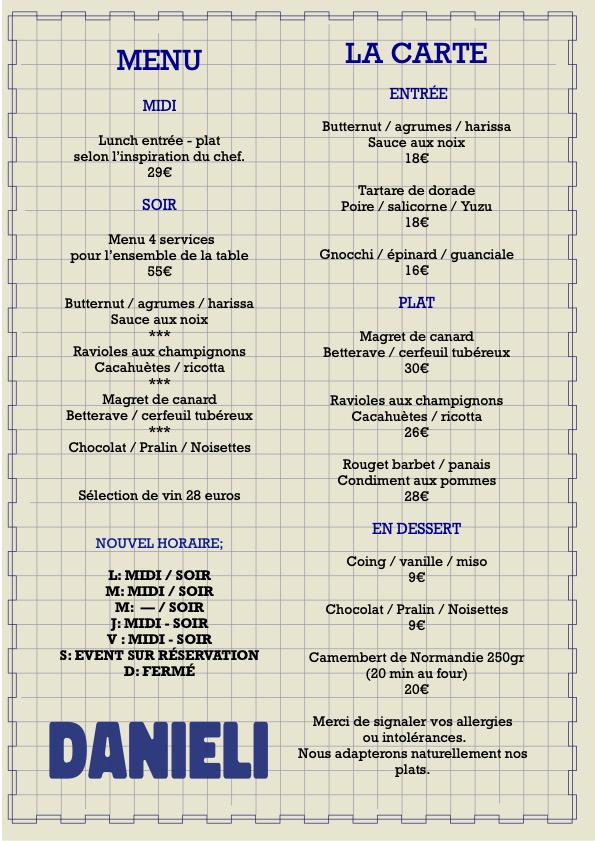 Menu Le Danieli-1