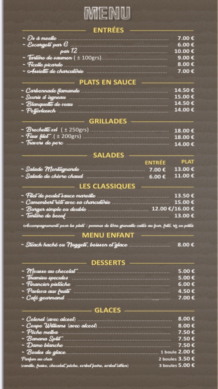 Menu Le Diable Au Thym : Restaurant Estaminet À Merville-1
