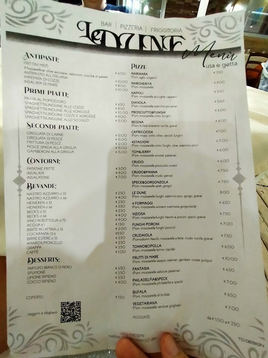 Menu Le Dune Ristobar Di Vincenzo Pascarito Bar Ristorante Pizzeria-3