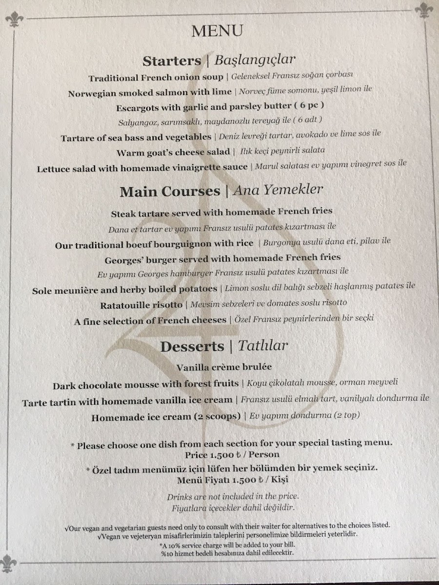 Menu Le Fumoir At Georges Hotel Galata-1