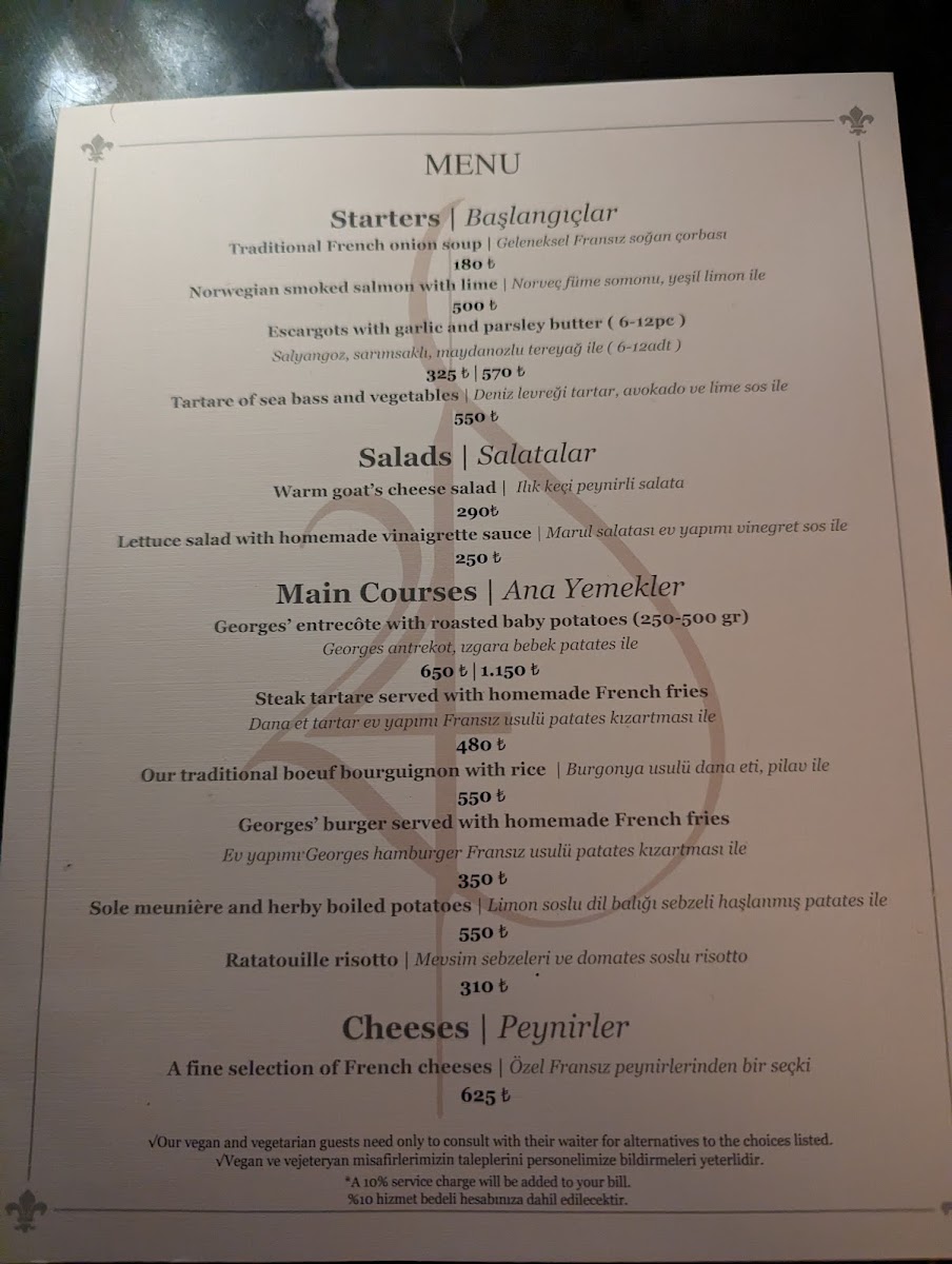 Menu Le Fumoir At Georges Hotel Galata-2