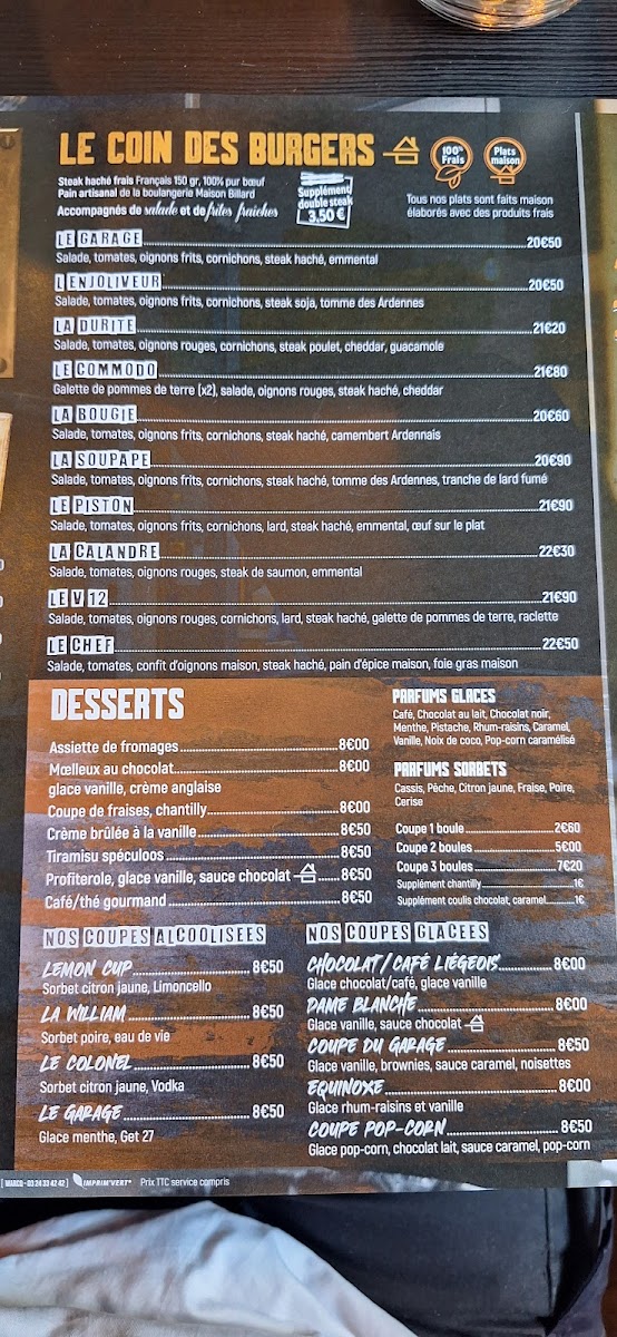 Menu Le Garage-1