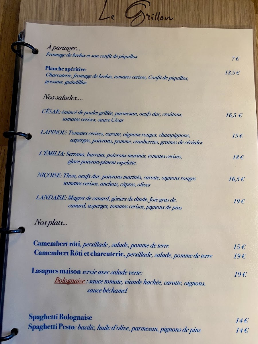 Menu Le Grillon-1