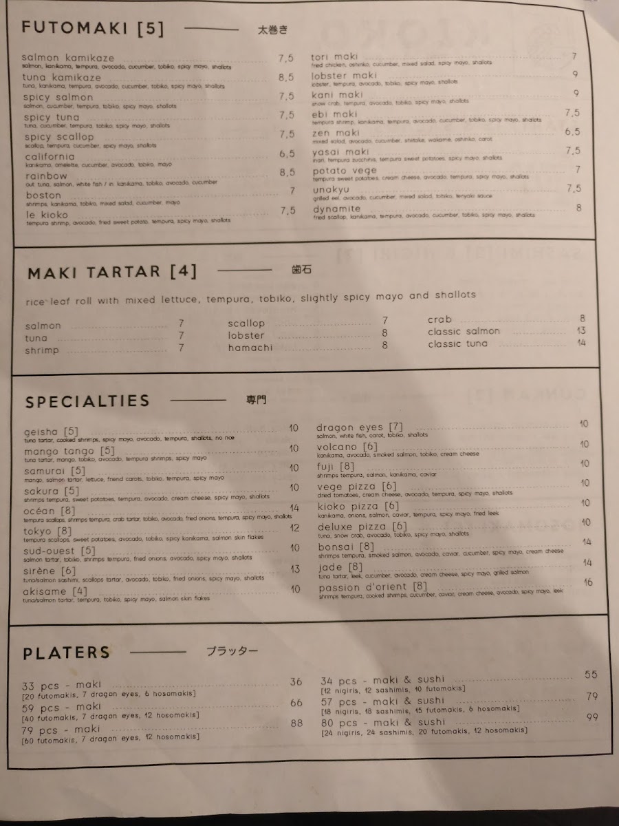 Menu Le Kioko-1