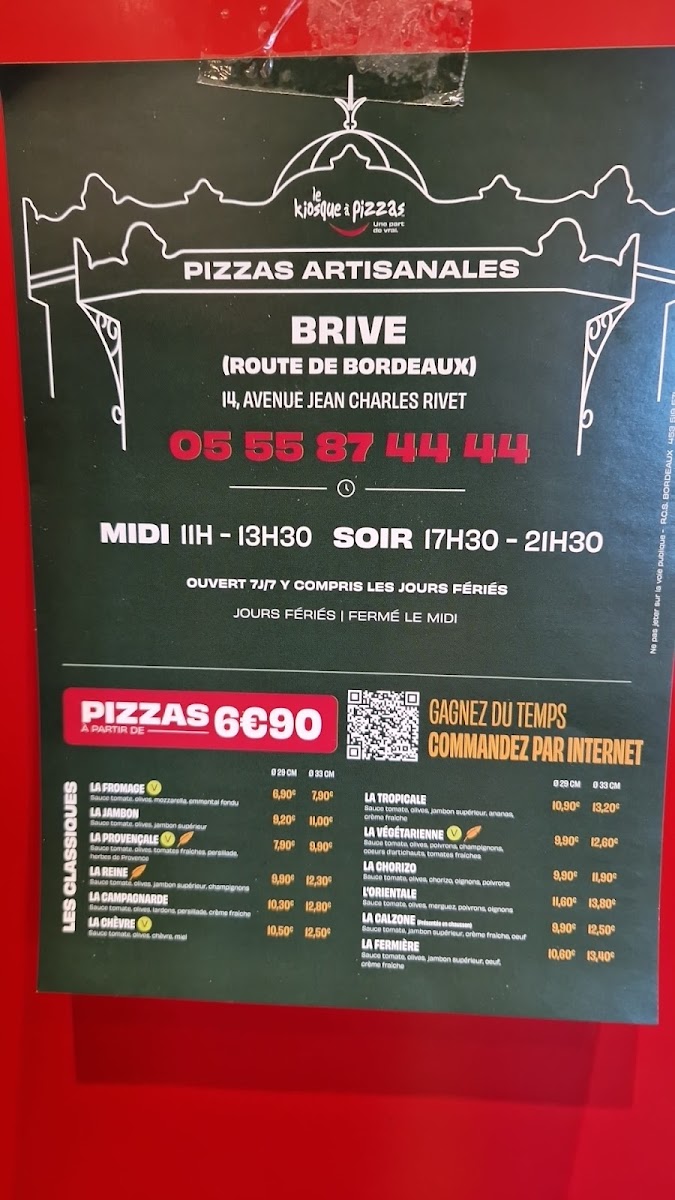 Menu Le Kiosque À Pizzas Brive - Jean Charles Rivet-1