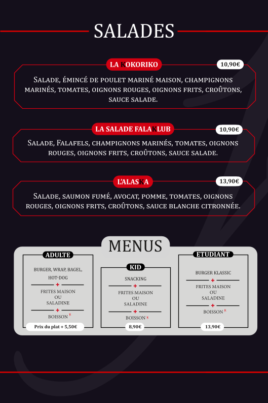 Menu Le Klub - Restaurant Burgers Challans-4
