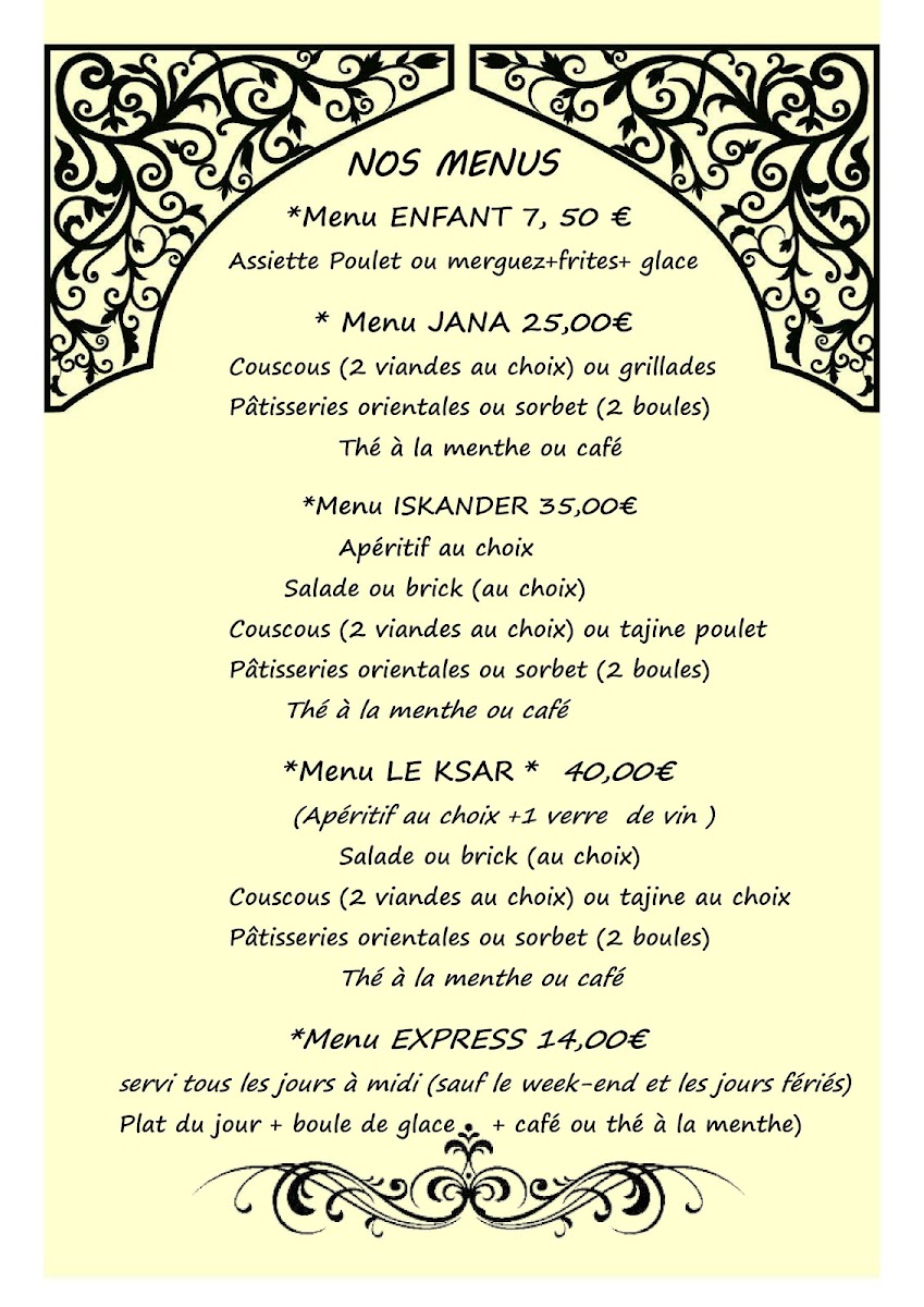 Menu Le Ksar Restaurant-2