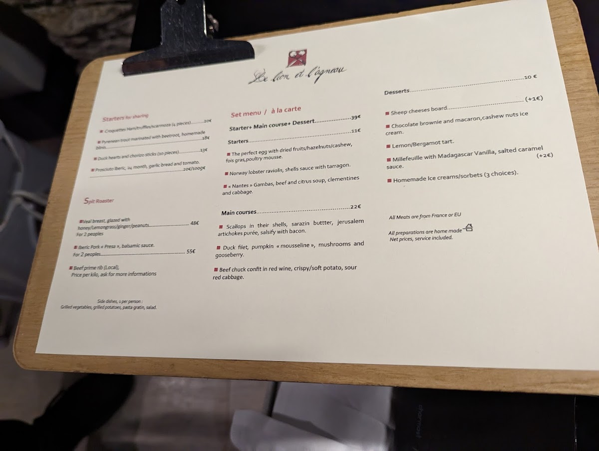 Menu Le Lion Et L'agneau-6