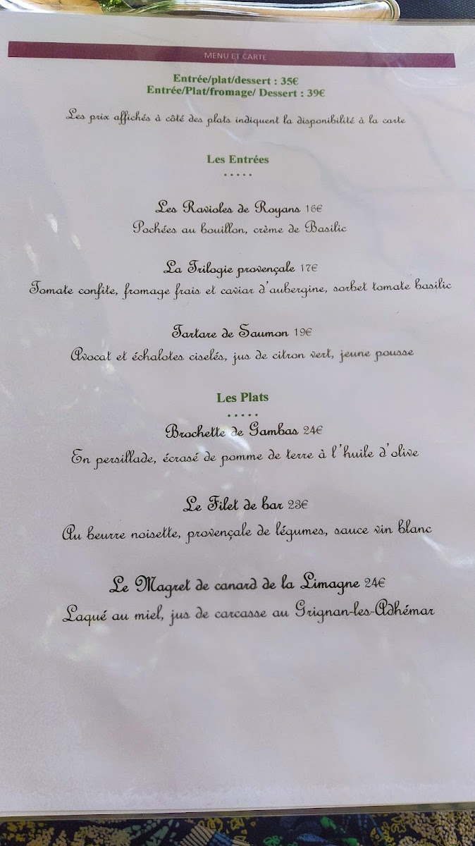 Menu Le Mas De Berianne...restaurant-3